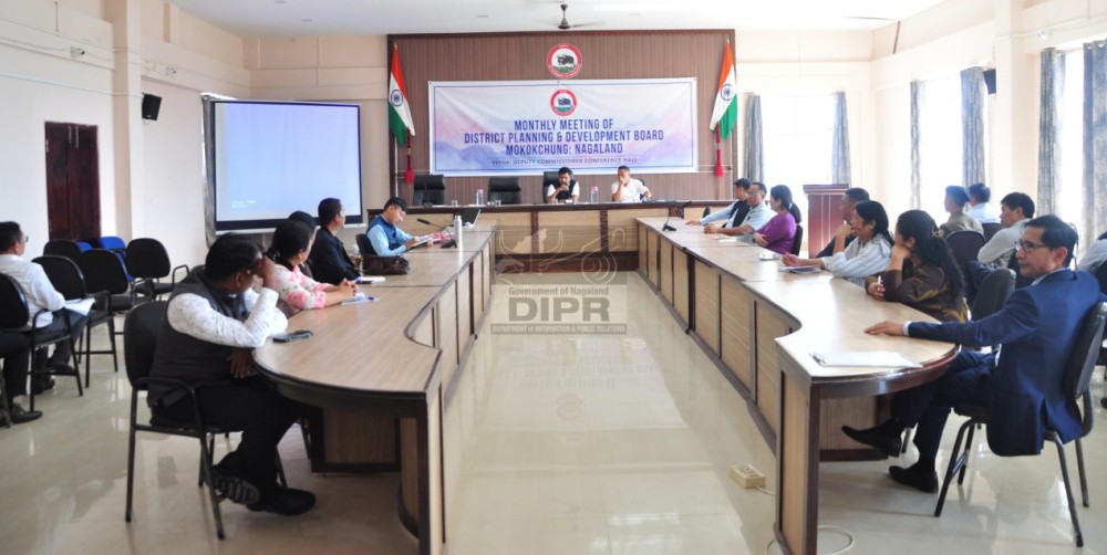 Members of the Mokokchung DPDB attend the monthly meeting chaired by DC and DPDB Vice Chairman Ajit Kumar Verma, IAS, at the Deputy Commissioner’s Conference Hall on October 26. (DIPR Photo)